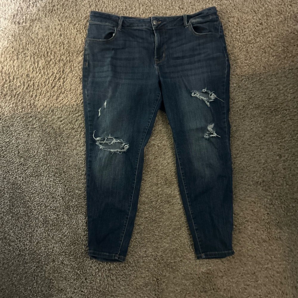 Maurices Dark Blue Distressed Skinny Jeans